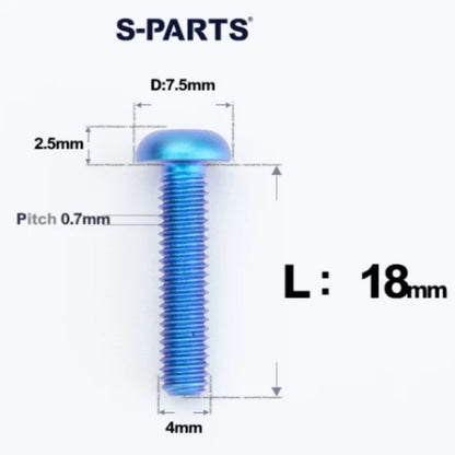 M4 X 6/8/10/12/25MM Button Head Cap Bolts Titanium Bolt For Road Bike