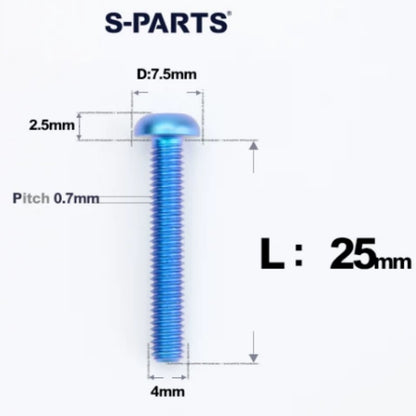 M4 X 6/8/10/12/25MM Button Head Cap Bolts Titanium Bolt For Road Bike