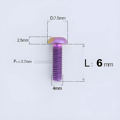M4 X 6/8/10/12/25MM Button Head Cap Bolts Titanium Bolt For Road Bike