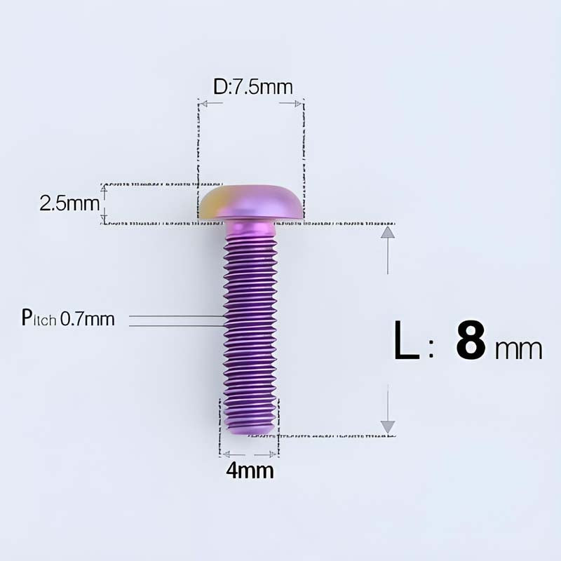 M4 X 6/8/10/12/25MM Button Head Cap Bolts Titanium Bolt For Road Bike