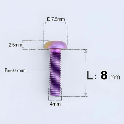 M4 X 6/8/10/12/25MM Button Head Cap Bolts Titanium Bolt For Road Bike
