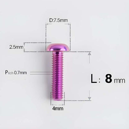M4 X 6/8/10/12/25MM Button Head Cap Bolts Titanium Bolt For Road Bike