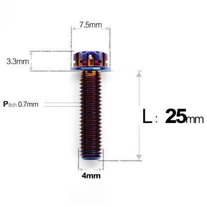 M4 × L6/8/10-25mm Titanium Alloy Bolts For Motorcycle