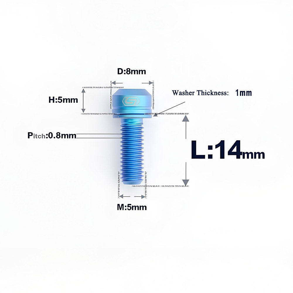 M5 x 14 mm Titanium Shifter Clamp Bolt & Washer For Shimano XT M8100 / SLX M7100