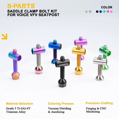 M5 Grade 5 Titanium Saddle Clamp Bolt Kit for VOICE VFV Seatpost, 3 pcs