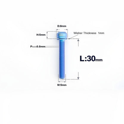M5 L10-40MM Titanium Bolts With Wishers For Bicycle Stem