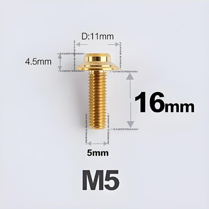 M5xL16mm Titanium Disc Brake Caliper Bolts for Flat Mount – Fits Shimano R8170/R8070 Gold