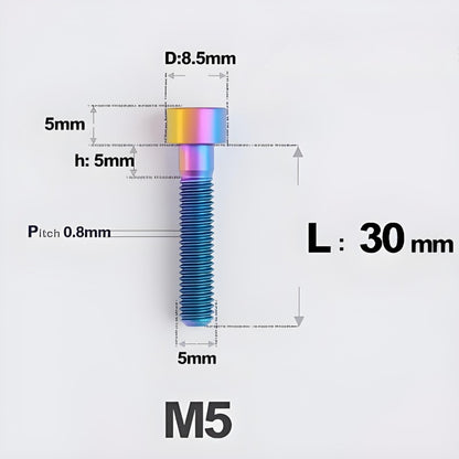 M5*30 35 40 45 50MM Titanium Bolts For Bicycle Stem