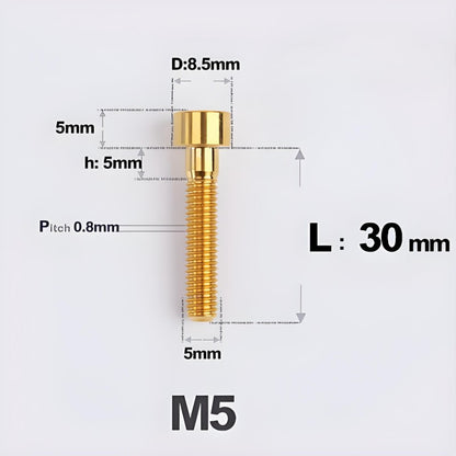 M5*30 35 40 45 50MM Titanium Bolts For Bicycle Stem