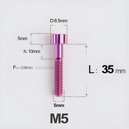 M5*30 35 40 45 50MM Titanium Bolts For Bicycle Stem