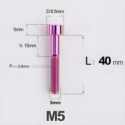 M5*30 35 40 45 50MM Titanium Bolts For Bicycle Stem