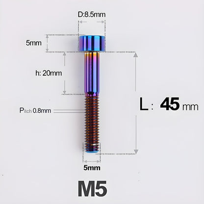 M5*30 35 40 45 50MM Titanium Bolts For Bicycle Stem