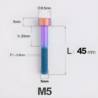 M5*30 35 40 45 50MM Titanium Bolts For Bicycle Stem