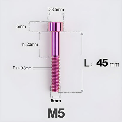 M5*30 35 40 45 50MM Titanium Bolts For Bicycle Stem
