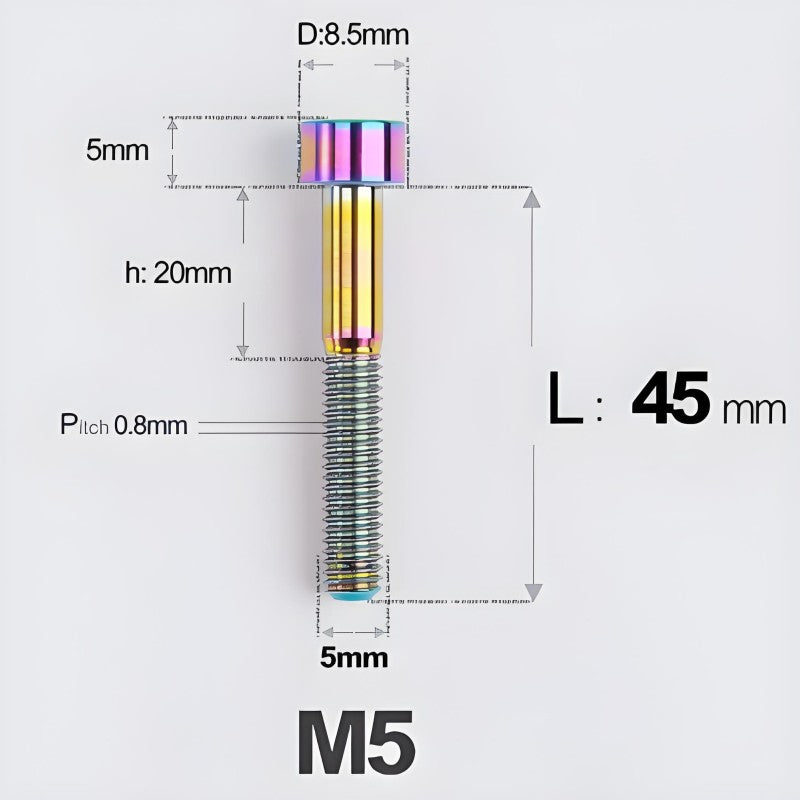 M5*30 35 40 45 50MM Titanium Bolts For Bicycle Stem