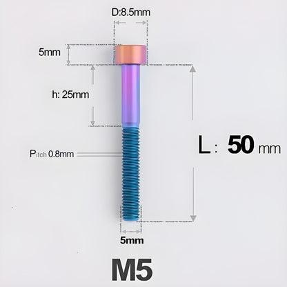 M5*30 35 40 45 50MM Titanium Bolts For Bicycle Stem