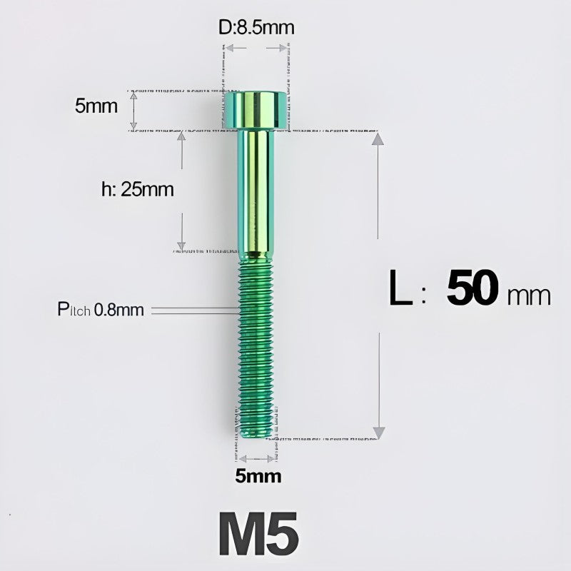 M5*30 35 40 45 50MM Titanium Bolts For Bicycle Stem