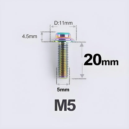 M5xL20mm Titanium Disc Brake Caliper Bolts for Flat Mount – Fits Shimano R8170/R8070 rainbow