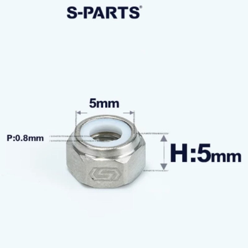 Titanium Hex Nylon Lock Nuts - M4 / M5 / M6 / M8 / M10 / M12 for Motorcycles