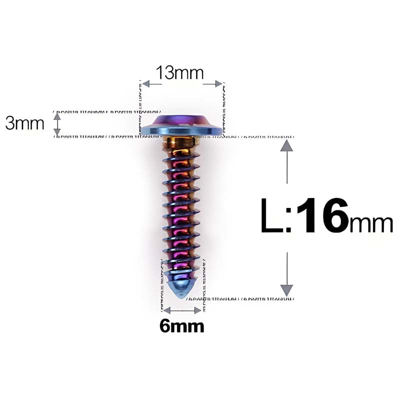 M6 X L16 - 55mm Titanium Button Head Screws For Electric Scooter & Motorcycle Body Panels-HD13