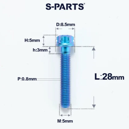 M5 X L6 8 12 30MM Titanium Bolts For Motorcycle