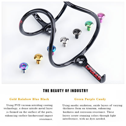 M5x12mm Titanium Flat Head Bottle Cage Bolts for MTB & Road Bikes