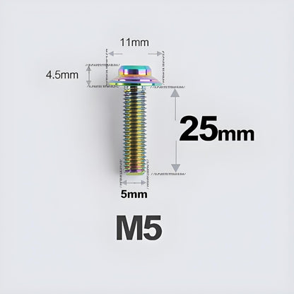 M5xL25mm Titanium Disc Brake Caliper Bolts for Flat Mount – Fits Shimano R8170/R8070 Rainbow