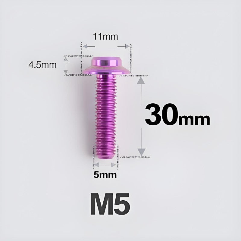 M5xL30mm Titanium Disc Brake Caliper Bolts for Flat Mount – Fits Shimano R8170/R8070 Purple