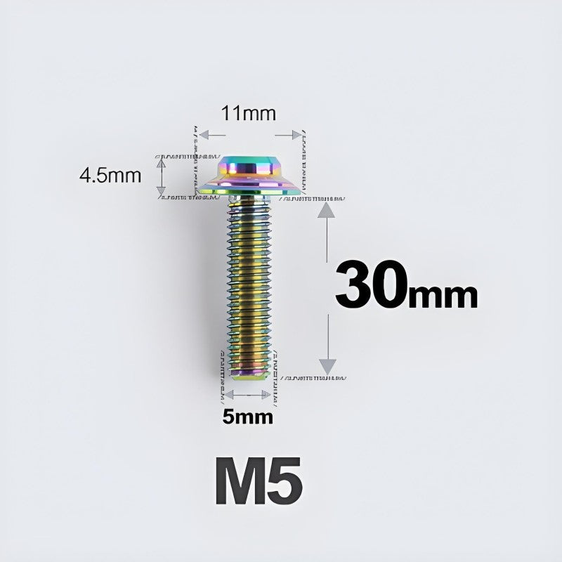 M5xL30mm Titanium Disc Brake Caliper Bolts for Flat Mount – Fits Shimano R8170/R8070 Rainbow