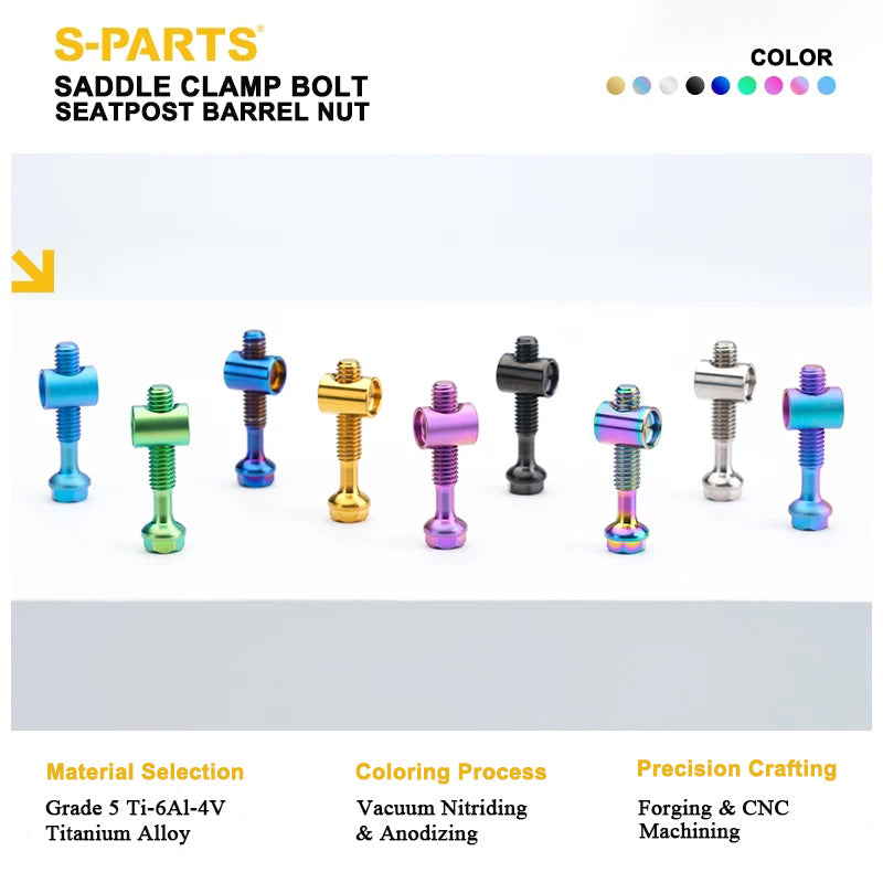 M6 Titanium Saddle Clamp Bolt & Barrel Nut for Road MTB Seatpost | Grade 5 Ti-6Al-4V