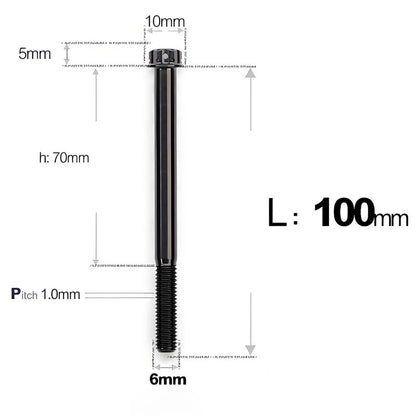 M6 Titanium Partial Thread Bolts (35-120mm) for Motorcycles, Bicycles, and E-Bikes