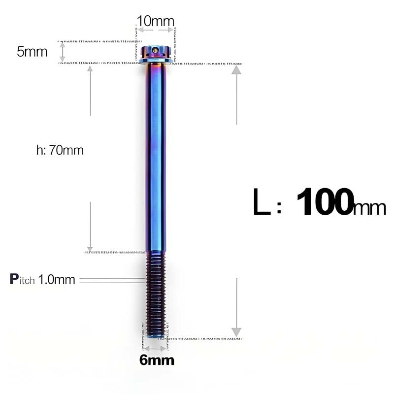 M6 Titanium Partial Thread Bolts (35-120mm) for Motorcycles, Bicycles, and E-Bikes