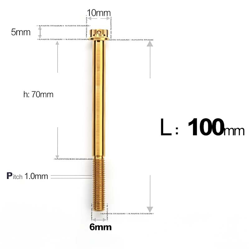 M6 Titanium Partial Thread Bolts (35-120mm) for Motorcycles, Bicycles, and E-Bikes