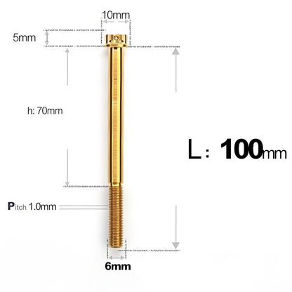 M6 Titanium Partial Thread Bolts (35-120mm) for Motorcycles, Bicycles, and E-Bikes