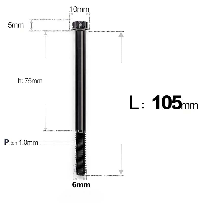 M6 Titanium Partial Thread Bolts (35-120mm) for Motorcycles, Bicycles, and E-Bikes