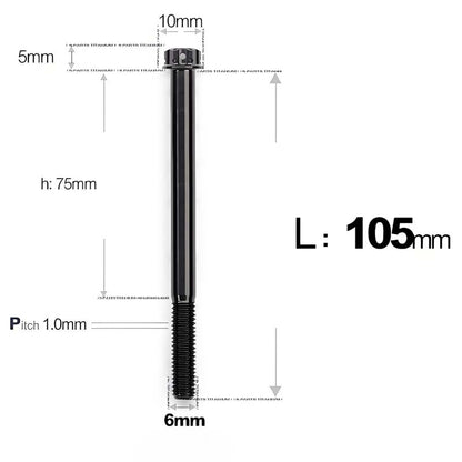 M6 Titanium Partial Thread Bolts (35-120mm) for Motorcycles, Bicycles, and E-Bikes