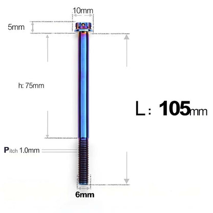 M6 Titanium Partial Thread Bolts (35-120mm) for Motorcycles, Bicycles, and E-Bikes