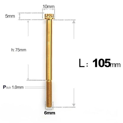 M6 Titanium Partial Thread Bolts (35-120mm) for Motorcycles, Bicycles, and E-Bikes
