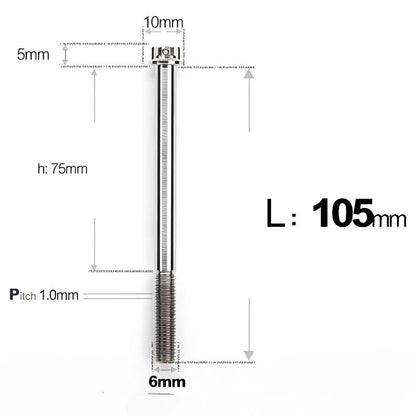 M6 Titanium Partial Thread Bolts (35-120mm) for Motorcycles, Bicycles, and E-Bikes
