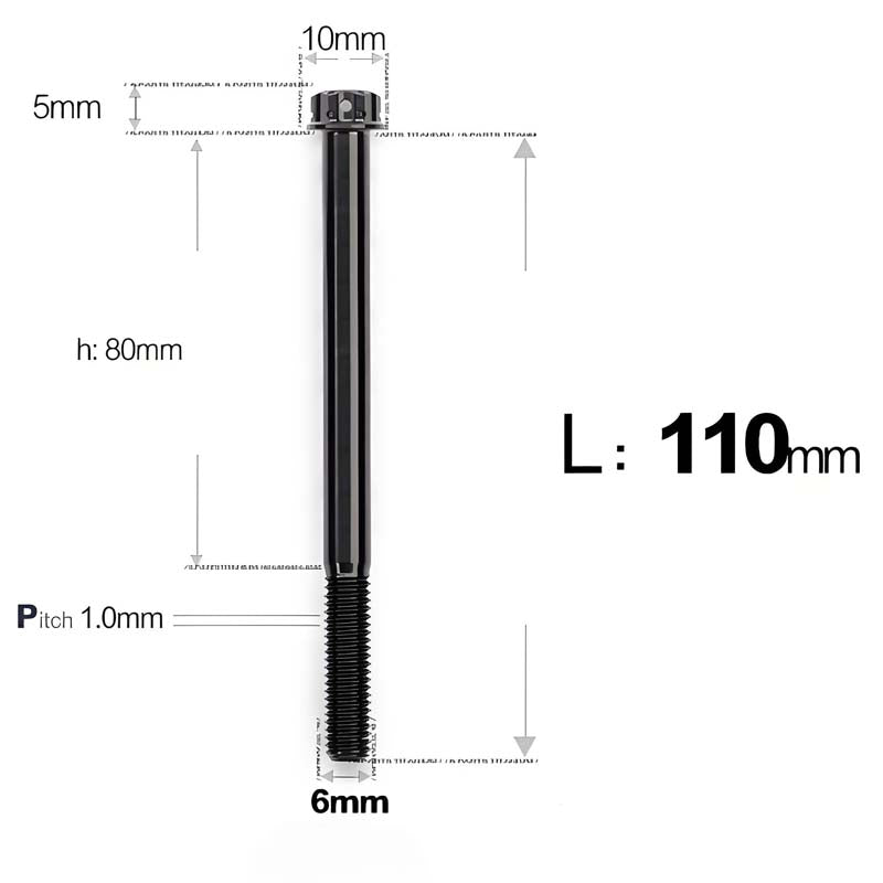 M6 Titanium Partial Thread Bolts (35-120mm) for Motorcycles, Bicycles, and E-Bikes