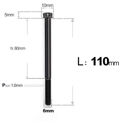 M6 Titanium Partial Thread Bolts (35-120mm) for Motorcycles, Bicycles, and E-Bikes