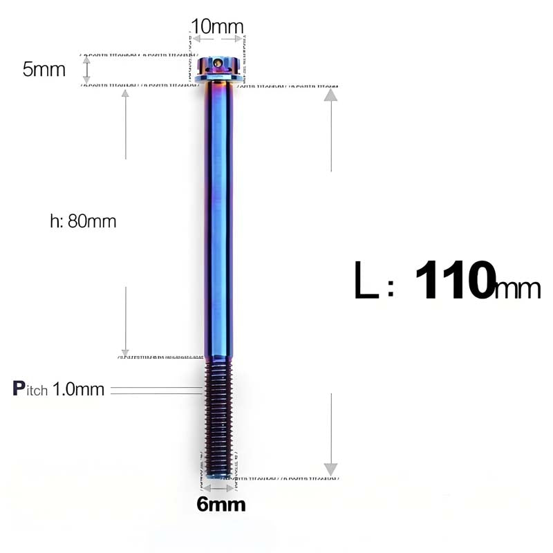 M6 Titanium Partial Thread Bolts (35-120mm) for Motorcycles, Bicycles, and E-Bikes