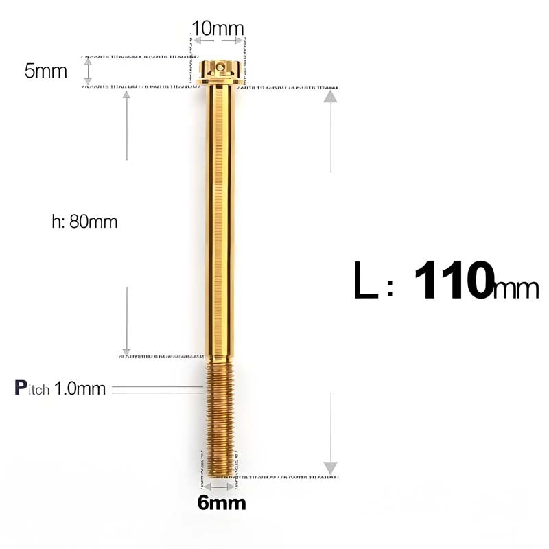 M6 Titanium Partial Thread Bolts (35-120mm) for Motorcycles, Bicycles, and E-Bikes