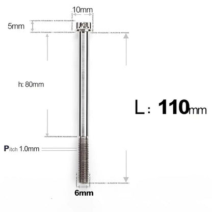 M6 Titanium Partial Thread Bolts (35-120mm) for Motorcycles, Bicycles, and E-Bikes