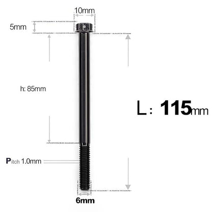 M6 Titanium Partial Thread Bolts (35-120mm) for Motorcycles, Bicycles, and E-Bikes