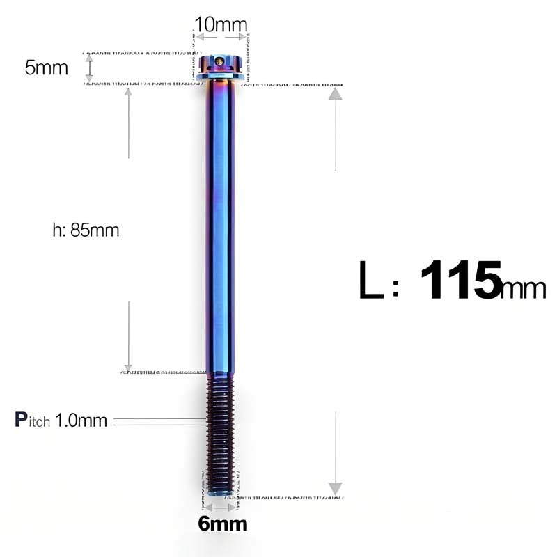 M6 Titanium Partial Thread Bolts (35-120mm) for Motorcycles, Bicycles, and E-Bikes
