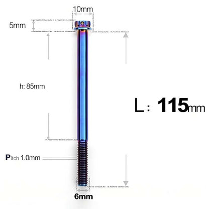 M6 Titanium Partial Thread Bolts (35-120mm) for Motorcycles, Bicycles, and E-Bikes