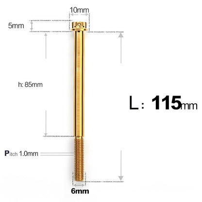 M6 Titanium Partial Thread Bolts (35-120mm) for Motorcycles, Bicycles, and E-Bikes