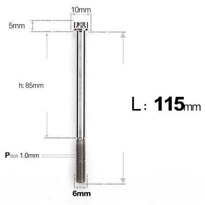 M6 Titanium Partial Thread Bolts (35-120mm) for Motorcycles, Bicycles, and E-Bikes