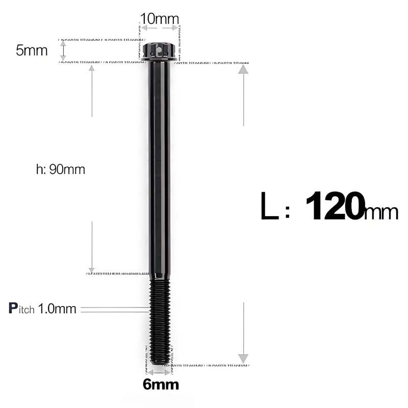 M6 Titanium Partial Thread Bolts (35-120mm) for Motorcycles, Bicycles, and E-Bikes